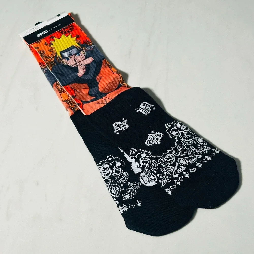 PSD Shippuden Naruto Crew Socks One Size Fits Most  Orange Black